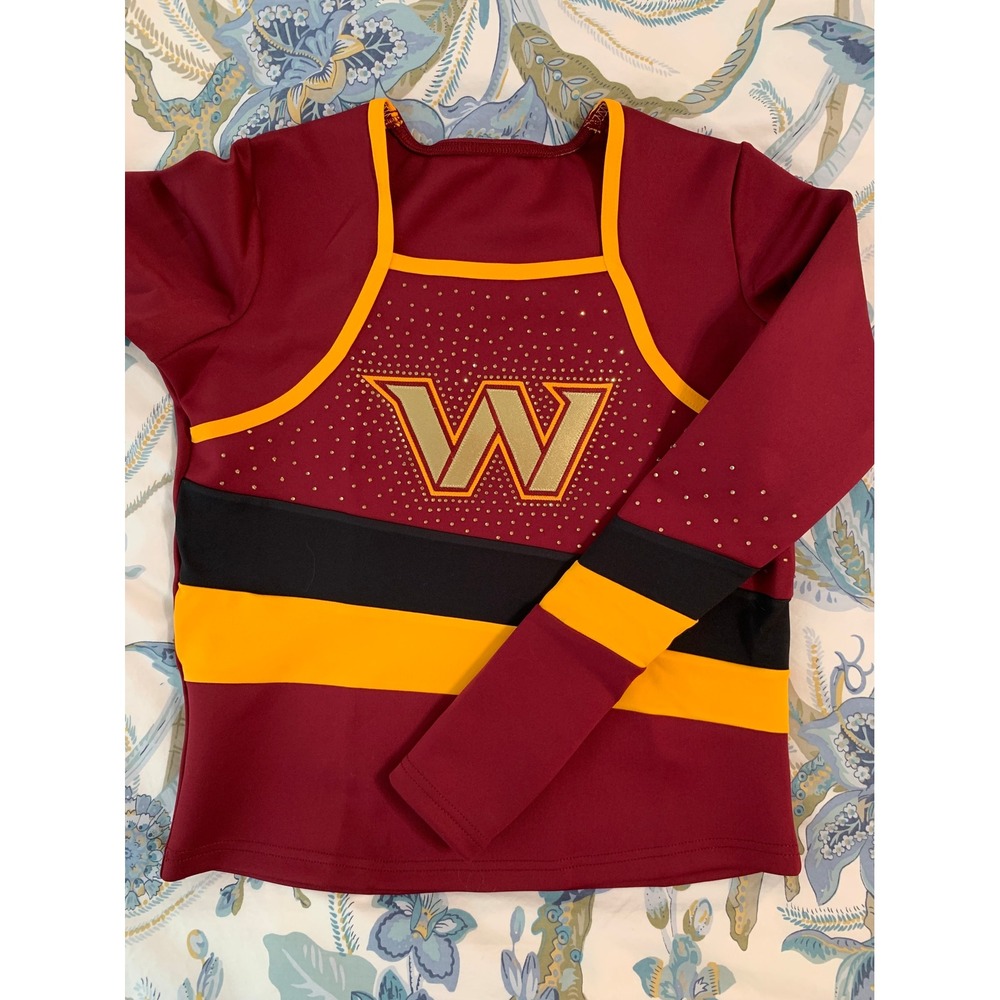 Washington Commanders Pro NFL Cheerleader Uniform Top Burgundy Gold Long Slv / M - Picture 11 of 12